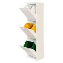 Well Home Mobiliario & Decoración Lixeira De Reciclagem Com 3 Compartimentos De Metal, 3x17l (51l) Branco Fosco - Branco - Ver 1