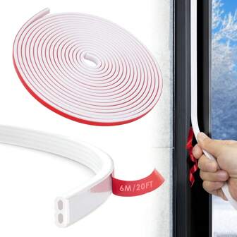 Window Draught Excluder Tape For Doors - 12M/39Ft & 6M /20Ft Silicone Door Insulation Strip, Self Adhesive Weather Stripping Window Seal Strip Window Draft By YOUSHARES