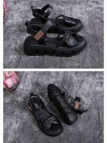 Sandale cu platformă și vârf deschis maro pentru femei, talpă moale, antiderapantă, pantofi romani de vară casual, versatile, la modă, potrivite cu rochii