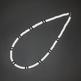 1PC European Bohemia White Black Soft Polymer Beads Necklace Men Contrast Color Geometric Necklace For Men Jewelry