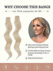 Long Side Air Bangs Natural Wavy Clip In Bangs Front Side Bangs For Women Daily Use 2 PCS Set Long Front Side Bangs - Gold - View 4