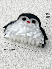 1 Pieza Lindo Clip De Garras Para Cabello En Forma De Pingüino Blanco Y Negro De Tamaño Mediano Como Accesorio Para Mujeres, Adecuado Para El Uso Diario, Vacaciones, Fiestas En La Playa Como Regalo - Blanco y Negro - Ver 4