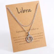 1條不過敏不鏽鋼蛇骨鏈,附英文字母,黃道十二宮吊墜,適用於女性、男性和女孩,附銀飾層