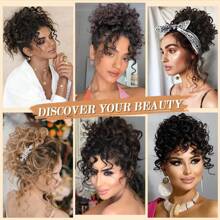 Messy Bun Short Curly Ponytail Extension Elastic Drawstring Loose Hair Bun Hair Pieces For Women With Thinning Hair High Temperature Synthetic Fiber Hair Bun Extension