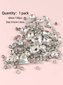 1 包 130 颗混合形状缝纫玻璃水钻,带金属爪,适用于珠宝、衣服、服装、鞋子、连衣裙、服饰(银色底座) - 彩色 - 查看 20