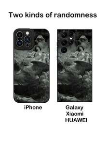 1個滿版覆蓋的深夜星空手機殼，適用於 iPhone 15、14、13、12、11 Pro Max、Xs、X、Xr、Se2、7、8Plus Xiaomi Samsung S23、S22、S21、S20，帶有天使眼圖案 - 黑色 - 查看 8