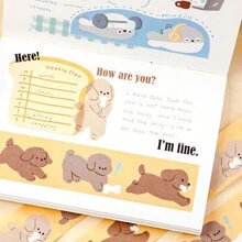1入組和紙膠帶,pucca Island Daily系列,卡通小狗,小熊,熊貓,魚動物主題剪貼簿材料,自粘裝飾貼紙,材料：離型紙,（每350mm重複一次圖案） - 彩色 - 查看 7