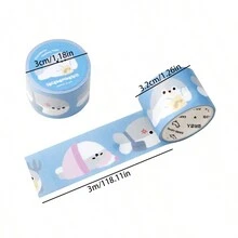 1入組和紙膠帶,pucca Island Daily系列,卡通小狗,小熊,熊貓,魚動物主題剪貼簿材料,自粘裝飾貼紙,材料：離型紙,（每350mm重複一次圖案） - 彩色 - 查看 5