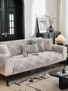 1入布希米亞風格沙發套四季可用聚酯纖維花卉刺繡寵物友好防滑狗沙發套沙發墊保護套，適用於臥室辦公室客廳家居裝飾 - 棕色 - 查看 3