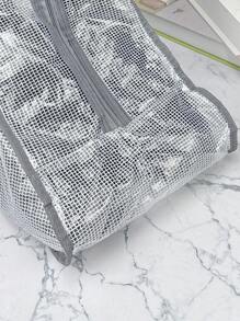 3 pezzi Sacchetti per scarpe corti spessi grigi, in PVC trasparente, antipolvere, riutilizzabili, con chiusura lampo, antiumidità, impermeabili, traspiranti, utilizzati come proteggi scarpe