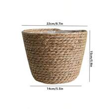 1入組稻草花盆編織花卉盆栽草編盆栽盆室內花盆套植物容器，適用於可種植植物 - 原色 - 查看 7