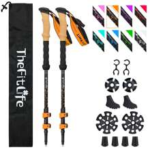 TheFitLife Carbon Fibre Trekking Poles - Collapsible And Telescopic Walking Poles, Ultra Light, Extendable, Best Walking Sticks For Traveling Camping Hiking Mountaineering - Orange - View 1