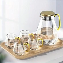 Kettle With 4 Cups Set,1800 Ml/60 Oz Glass Teapot With Stainless Lid,Olecranon Spout Light Pitcher,Glass Drink Maker For Cold Brew Coffee, Iced Coffee, Lemonade, Loose Leave Tea, Sun Tea, Cold Water,Kitchen Drinks Maker,Afternoon Tea Glass Containers - Transparent - View 10