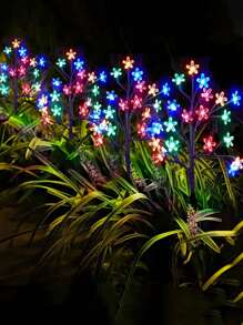 Lot de 6 ou 4 lampes solaires décoratives d'extérieur en forme de cerisier, lampes colorées en forme de fleurs, lampes d'extérieur étanches, pour porche, jardin, pelouse, parc, lumières d'ambiance, fête de mariage, anniversaire, cadeaux pour amis et amis