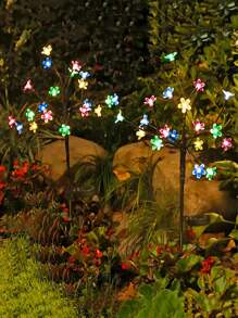 Lot de 6 ou 4 lampes solaires décoratives d'extérieur en forme de cerisier, lampes colorées en forme de fleurs, lampes d'extérieur étanches, pour porche, jardin, pelouse, parc, lumières d'ambiance, fête de mariage, anniversaire, cadeaux pour amis et amis