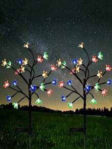 Lot de 6 ou 4 lampes solaires décoratives d'extérieur en forme de cerisier, lampes colorées en forme de fleurs, lampes d'extérieur étanches, pour porche, jardin, pelouse, parc, lumières d'ambiance, fête de mariage, anniversaire, cadeaux pour amis et amis
