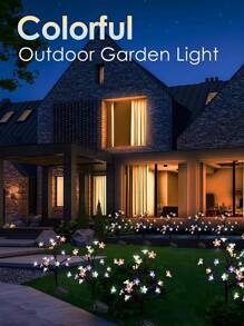 Lot de 6 ou 4 lampes solaires décoratives d'extérieur en forme de cerisier, lampes colorées en forme de fleurs, lampes d'extérieur étanches, pour porche, jardin, pelouse, parc, lumières d'ambiance, fête de mariage, anniversaire, cadeaux pour amis et amis