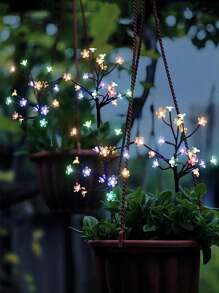 Lot de 6 ou 4 lampes solaires décoratives d'extérieur en forme de cerisier, lampes colorées en forme de fleurs, lampes d'extérieur étanches, pour porche, jardin, pelouse, parc, lumières d'ambiance, fête de mariage, anniversaire, cadeaux pour amis et amis