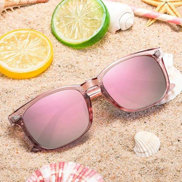 1pc Pink Lens Driving Fashion Glasses, Suitable For Holiday, Daily Commute, Beach, Retro Small Frame, Travel, Fishing, Dating, Comes With 2 Metal Accessory Decorations In Black, Light Brown, Leopard Print, Dark Gray, Fashion Fashion Glasses, Mother's Day Gift Set For Summer Beach Vacation,Outdoor,Travel