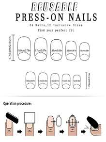 24pcs Short European-Style False Nails With Rainforest Camouflage Pentagram Nail Decoration, Removable Full-Coverage Women Manicure Set For Parties, Dance And Daily Wear Press On Nails Nail Supplies - Multicolor - View 6