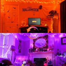 JMEXSUSS 100 LED Orange & Purple Halloween Lights - Plug In, Connectable Color Changing String Lights, 33ft Indoor/Outdoor For Halloween Party Decor & Christmas - Purple to Orange - View 7