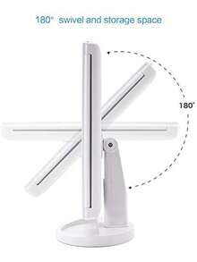 三折桌面化妝鏡包括一個可折疊鏡子,觸摸屏和3倍放大的梳妝鏡,是完美女性禮物 - 彩色 - 查看 3