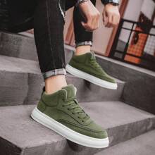 British Style Outdoor Men's Mid-Top Casual Sneakers, Campus Daily Versatile Athletic Shoes For Men - Green - View 6