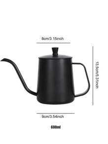 1 件装不锈钢鹅颈咖啡壶（带盖/不带盖）学校用品返校 - 黑色 - 查看 14