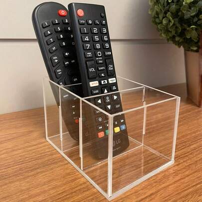 PORTA CONTROLE REMOTO 3 DIVISÓRIAS EM ACRÍLICO CRISTAL