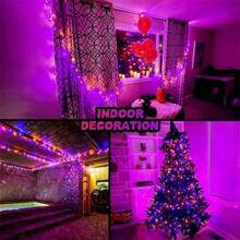 JMEXSUSS 33 FT 100 LED Halloween String Lights Indoor, Orange And Purple Halloween Lights Clear Wire, 8 Modes Outdoor Waterproof Christmas String Lights Plug In For Halloween Decorations Christmas - 橙色和紫色 - 查看 6