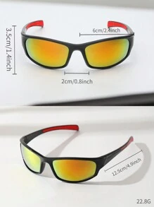 POLASUP 1pc Men's Sports Cycling Glasses For Summer, Suitable For All Seasons, Half Frame With Contrast Double-Color Fluorescent Color, With Silicone Non-Slip Foot Pad, Comfortable And Soft Nose Pad, Polycarbonate Explosion-Proof With Reflective Plating Pc Mirror Anti-Lost Rope And Eyeglass Cloth) Beach Accessories Glasses Shades Easy Comfort Casual Outfits Outdoor Cycling Glasses For Summer Beach Vacation, Outdoor, Travel