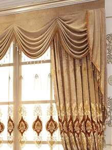 Lyx , Förtjockad  , Broderad , Lampa Blockering , Chenille Gardiner För Vardagsrum , Sovrum , Kaffefärgad , Europeisk stil - Kaffebrun - Visa 7