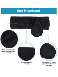 1件/3件/5件装可调节宽发带瑜伽SPA沐浴淋浴化妆洗脸美容头带女士化妆配饰发饰 - 黑色 - 查看 6