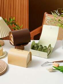 4pcs, Arched Tricolor Cake Roll Packaging Box, Towel Roll Swiss Roll Mousse Pastry Baking Packaging Box - Multicolor - View 1