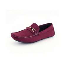 Burgundy Mens Slip On Bit Driving Loafers Casual Suede Moccasins Spring - Màu Đỏ Sâu - Xem 1