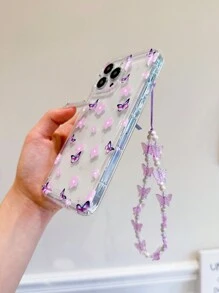 Fairycore Ins 风格紫色花朵和蝴蝶气囊防摔手机壳配蝴蝶带适用于 Apple Iphone 14pro Max/13/15/12/12pro/11/Xs/13pro Max/透明/星星 - 無色 - 查看 3