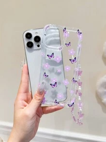 Fairycore Ins 风格紫色花朵和蝴蝶气囊防摔手机壳配蝴蝶带适用于 Apple Iphone 14pro Max/13/15/12/12pro/11/Xs/13pro Max/透明/星星 - 無色 - 查看 7