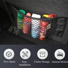 Organizzatore Universale Dell'elastico Maglia Della Tasca Della Rete Del Soffitto Di Immagazzinamento Della Scorta Di Carico Nera 25*70cm Con La Tasca Della Rete Dell'adesivo Della Parete Per Il Tronco Dell'automobile - nero - Visualizzare 3