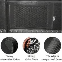 Organizzatore Universale Dell'elastico Maglia Della Tasca Della Rete Del Soffitto Di Immagazzinamento Della Scorta Di Carico Nera 25*70cm Con La Tasca Della Rete Dell'adesivo Della Parete Per Il Tronco Dell'automobile - nero - Visualizzare 8