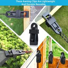 5pcs Outdoor Tent Tarp Windproof Fixing Clip, Hiking Rope Buckle, Plastic Buckle Hook - Black - View 7