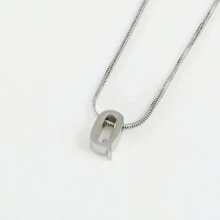 1條不過敏不鏽鋼蛇骨鏈,附英文字母,黃道十二宮吊墜,適用於女性、男性和女孩,附銀飾層