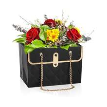 4入組花卉紙禮品袋，手提鮮花盒帶金屬鏈，矩形婚禮禮品包裝袋，小型花店提袋，適用於裝飾、情人節、生日禮品包裝袋 - 黑色 - 查看 11