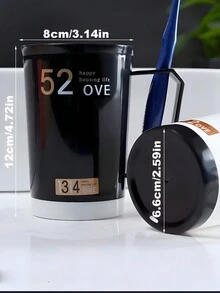 家庭夫婦便攜式牙刷杯組漱口杯，化妝品收納盒，旅行杯組，牙刷杯，情人節禮物 - 黑色 - 查看 2