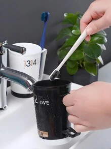 家庭夫婦便攜式牙刷杯組漱口杯，化妝品收納盒，旅行杯組，牙刷杯，情人節禮物 - 黑色 - 查看 1