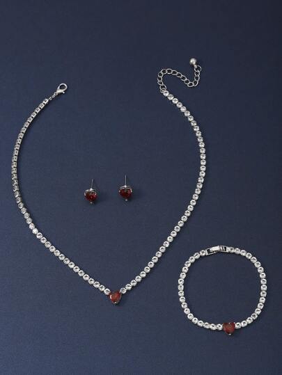 3pcs Copper Claw Heart Chain Set Valentines,Mom,Mother,Mother's Day,Gift