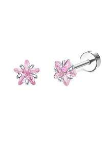 女式防过敏螺丝后耳环 适合女孩 手术用不锈钢 可爱心形 CZ 花星 仿珍珠球 微型螺丝后立方耳钉 情人节 - 不銹鋼耳環 - 查看 19