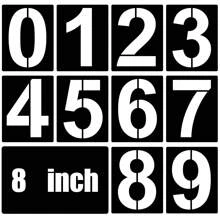 مجموعة من 10 قوالب رقمية بحجم 8 بوصة، يتضمن 0-9أرقام، قوالب من البلاستيك مخصصة لإعادة الاستخدام للأرقام بحجم كبير، تستخدم لرسم ووضع علامات للأرقام على مواقف السيارات وعلامات البريد وعلب الكيك والجدران وفنون DIY - أبيض - مشاهدة 1