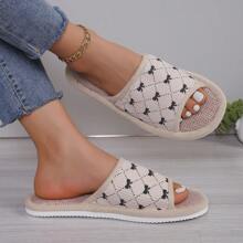 Women's Fabric Linen Slippers For All Seasons, Ideal For Indoor Use In Spring, Summer, Autumn, And Winter - Beige - View 4