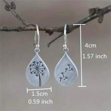 1 Pair Retro Dandelion Style Simple Earrings, Fashion Jewelry Gift For Women, Wedding, Engagement, Anniversary