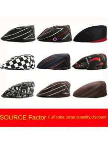 1頂酒店廚師帽,咖啡色西餐廳服務員工作帽,師傅貝雷帽,男女通用帽子,廚房配件,廚房電器,廚房小器具,廚房用品,廚房用具